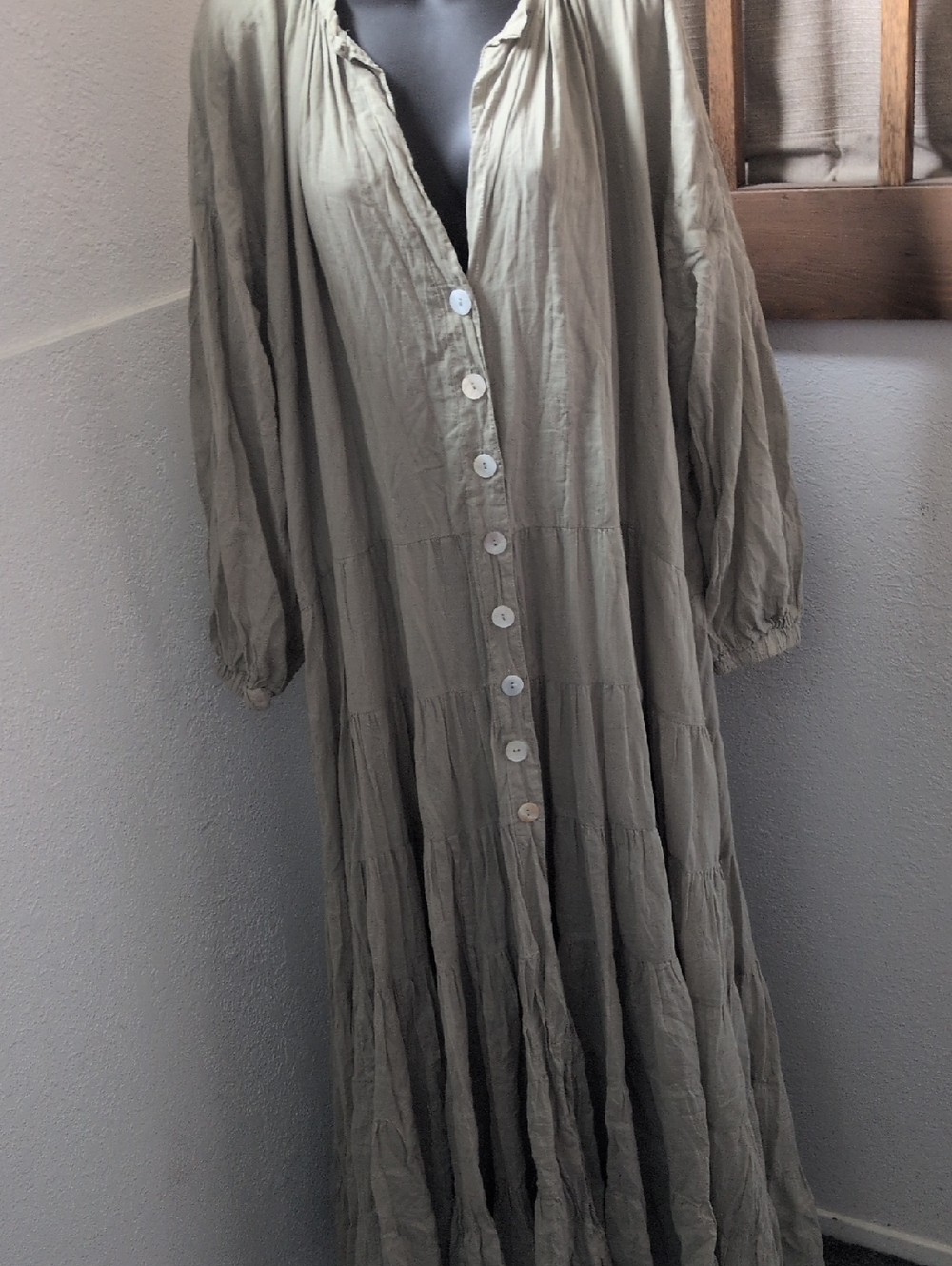✨ Erika Pena Ella Bohemian Maxi Dress In Light Sage Osfm - Picture 2 of 11